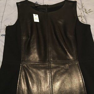 Talbots Black Leather and Ponte Knit Dress - Size 4